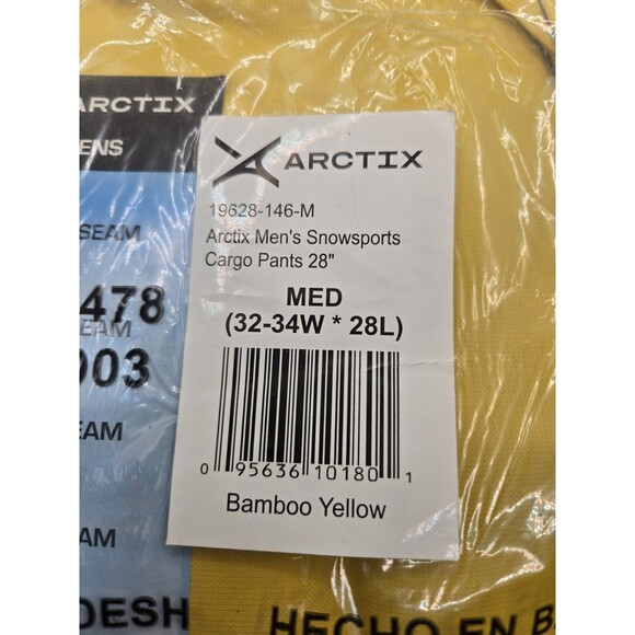 Arctix Men's Snow Sports Cargo Pant M 28" Inseam Bamboo Yellow New PP - Picture 3 of 6